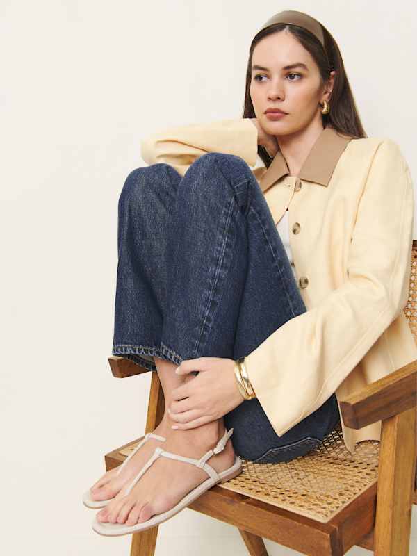 Thea T-strap Flat Sandal - Oatmeal